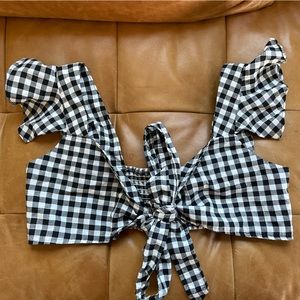 Plaid Tie Wrap Top Crop Top